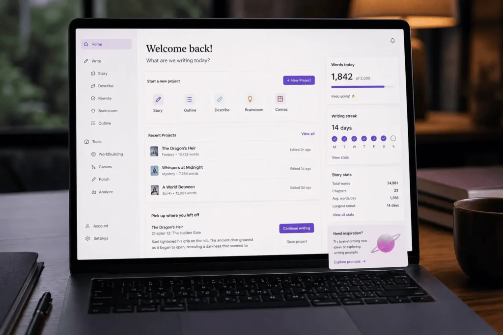 sudowrite ai tool dashboard